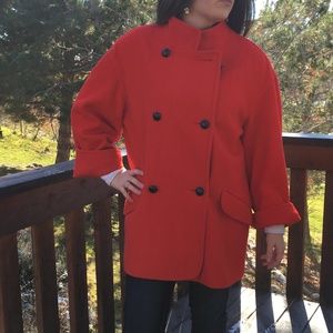 I. Magnin | Vintage Red Wool Pea Coat